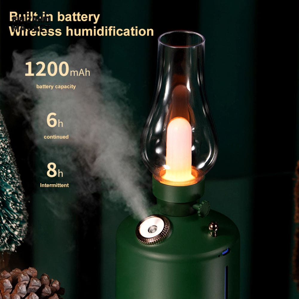 LED RETRO HUMIDIFIER LAMP – WIRELESS CHARGING AROMA DIFFUSER & WATER MIST MAKER WITH NIGHT LIGHT