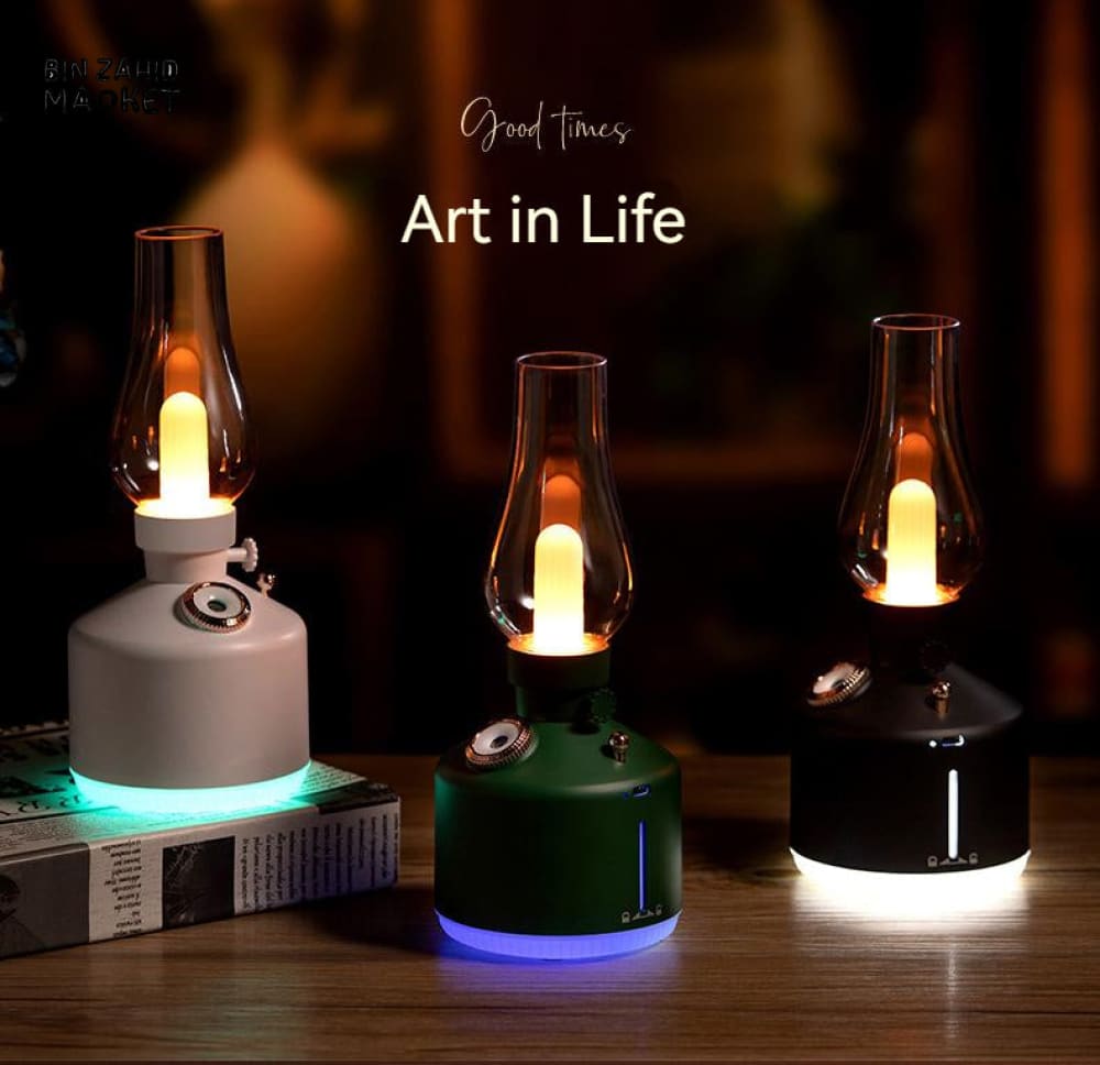 LED RETRO HUMIDIFIER LAMP – WIRELESS CHARGING AROMA DIFFUSER & WATER MIST MAKER WITH NIGHT LIGHT