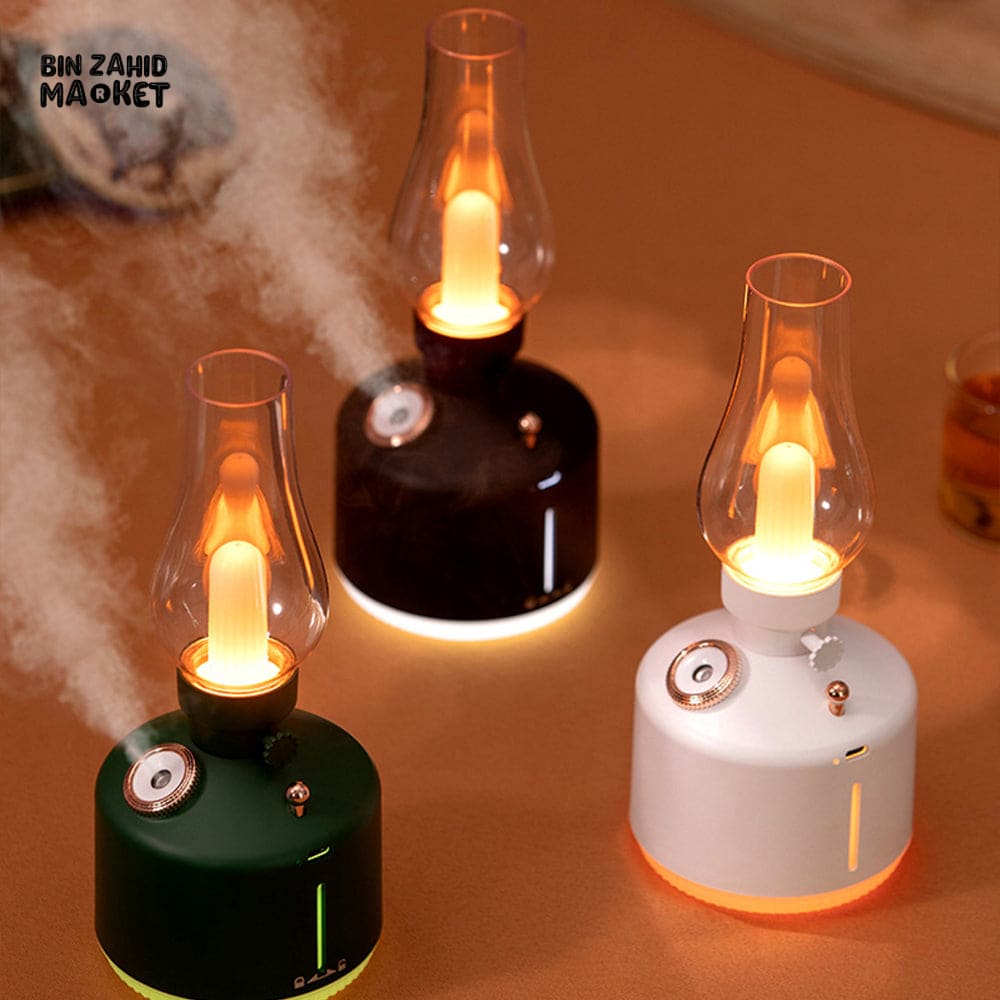 LED RETRO HUMIDIFIER LAMP – WIRELESS CHARGING AROMA DIFFUSER & WATER MIST MAKER WITH NIGHT LIGHT