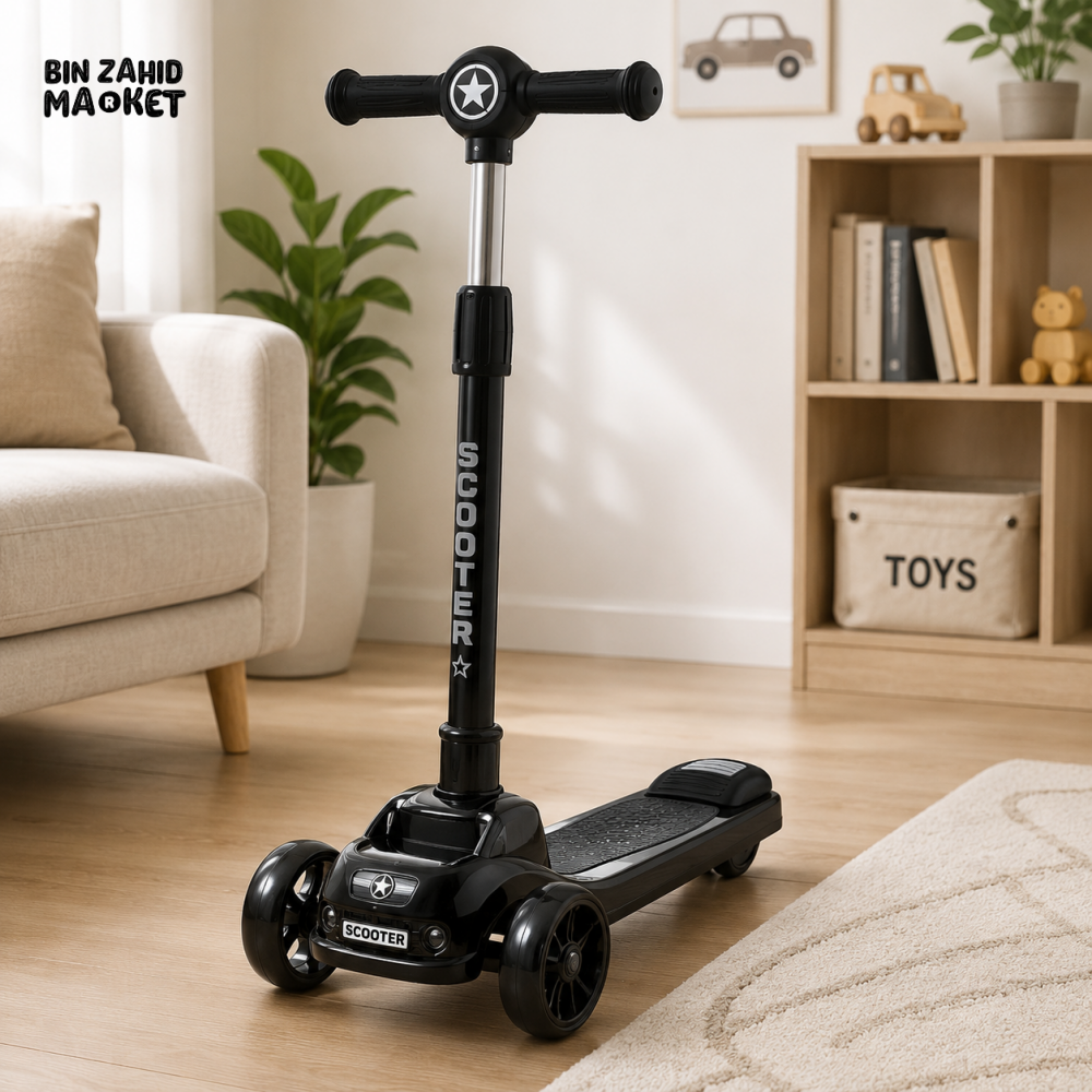 LED WHEEL 3-WHEEL KIDS SMART SCOOTER - BLACK