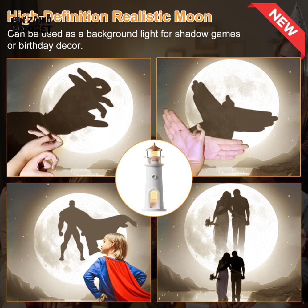 LIGHTHOUSE AMBIENT MOON PROJECTION LIGHT β DIMMABLE BLUETOOTH MUSIC MOTION SENSOR NIGHT DESKTOP DECOR