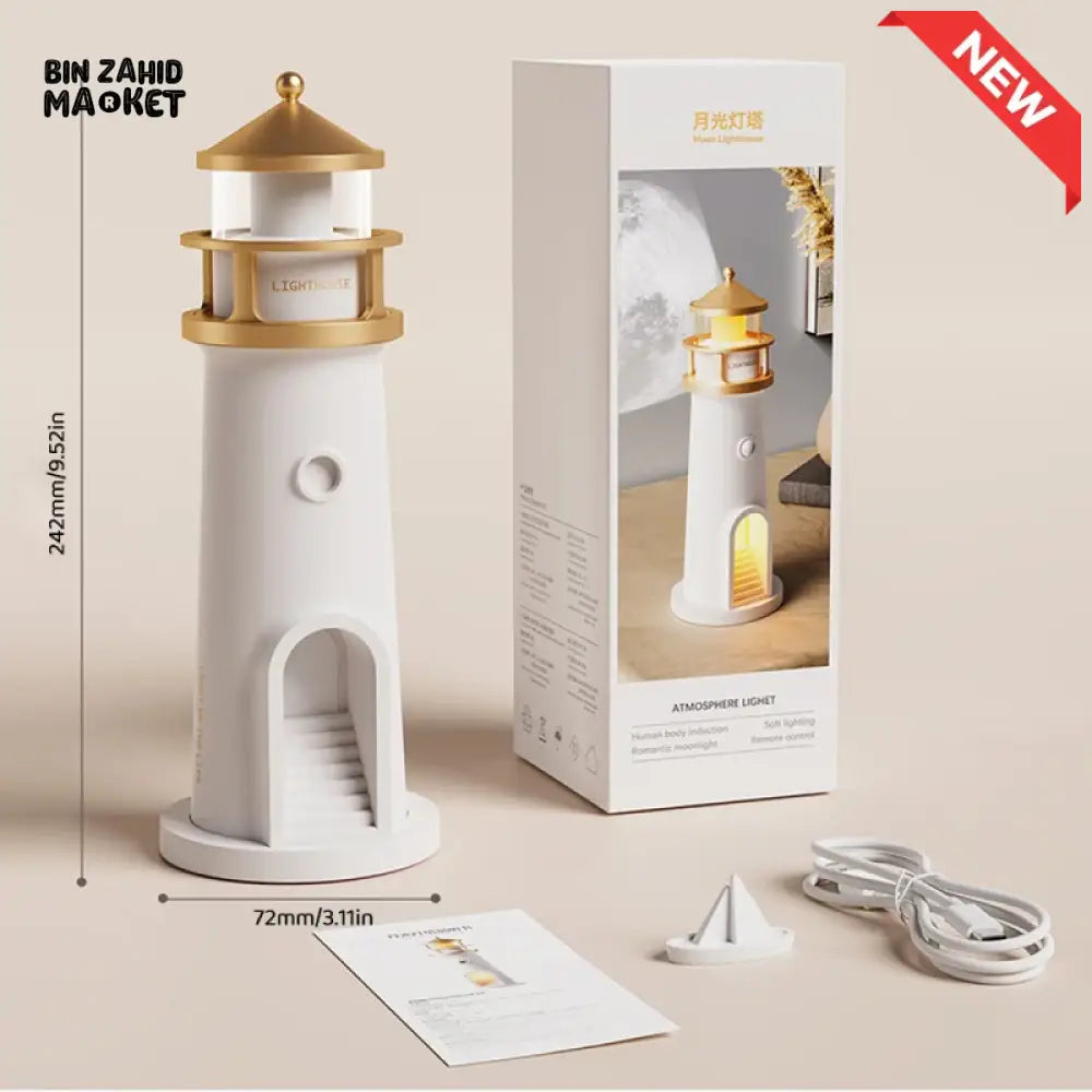 LIGHTHOUSE AMBIENT MOON PROJECTION LIGHT β DIMMABLE BLUETOOTH MUSIC MOTION SENSOR NIGHT DESKTOP DECOR