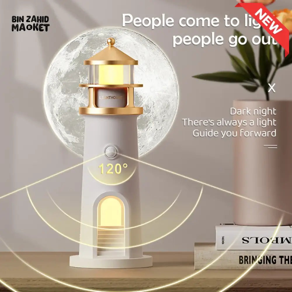 LIGHTHOUSE AMBIENT MOON PROJECTION LIGHT β DIMMABLE BLUETOOTH MUSIC MOTION SENSOR NIGHT DESKTOP DECOR