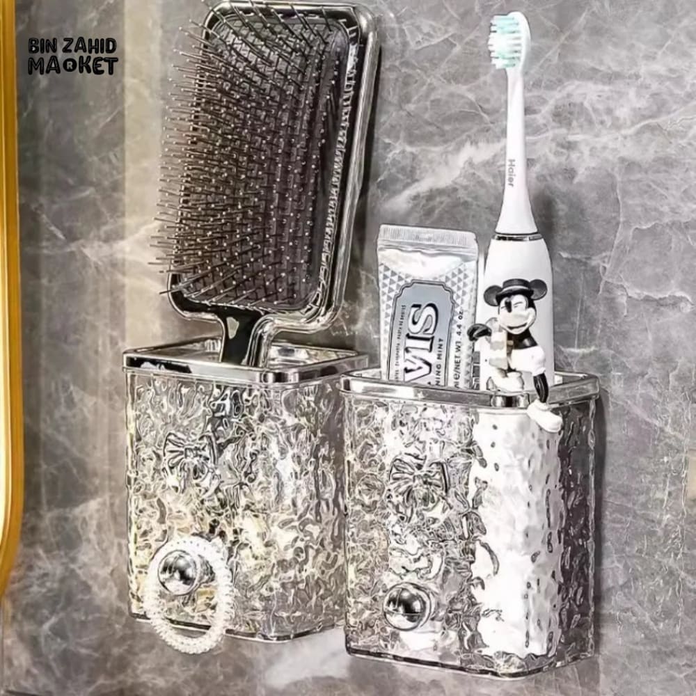 LIGHTWEIGHT LUXURY WALL-MOUNTED BATHROOM STORAGE RACK 1 PIECES – PUNCH-FREE TOOTHBRUSH & RAZOR HOLDER