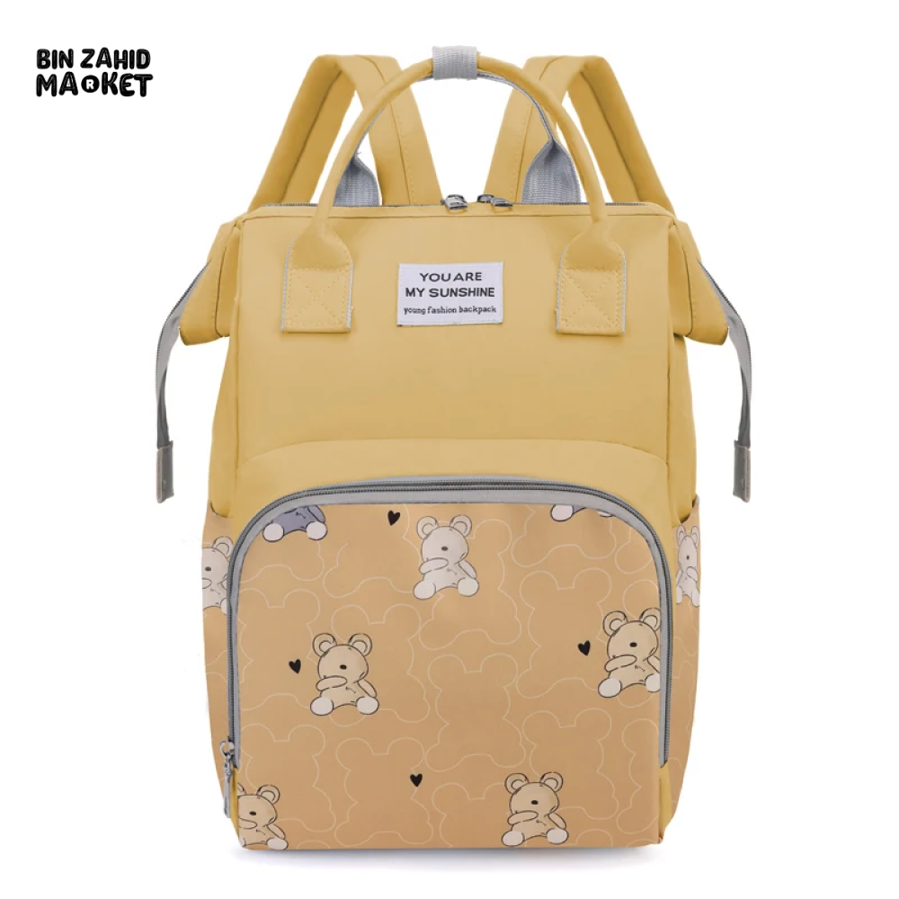 LIGHTWEIGHT & SPACIOUS DIAPER BACKPACK – MULTI-FUNCTIONAL DESIGN FOR MOMS ON THE GO - YELLOW