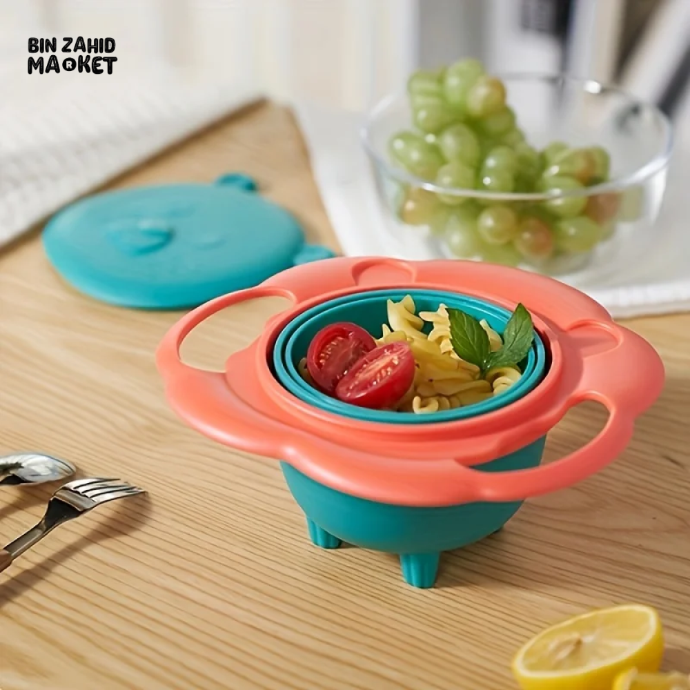 LION-SHAPED ANTI-SPILL BABY BOWL 360° BALANCE DESIGN WITH LID & HANDLES PERFECT FEEDING GIFT FOR TODDLERS