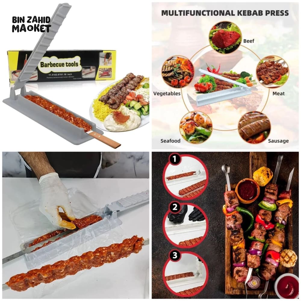 LONG SKEWER KEBAB MAKER MANUAL KABOB MOLD KEBAB PRESS GRILL SKEWER MOLD