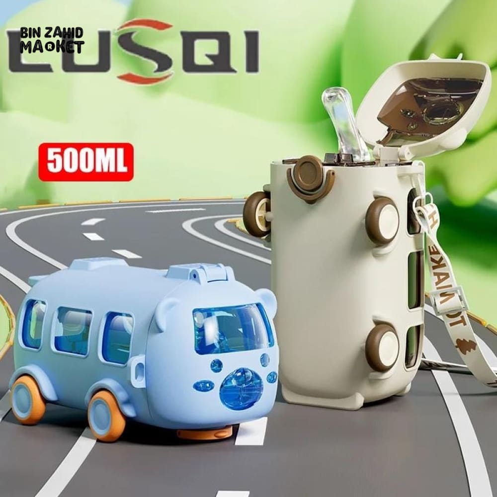 LUSQI KIDS BUS SHAPED DRINKING SIPPER BOTTLE 500ML