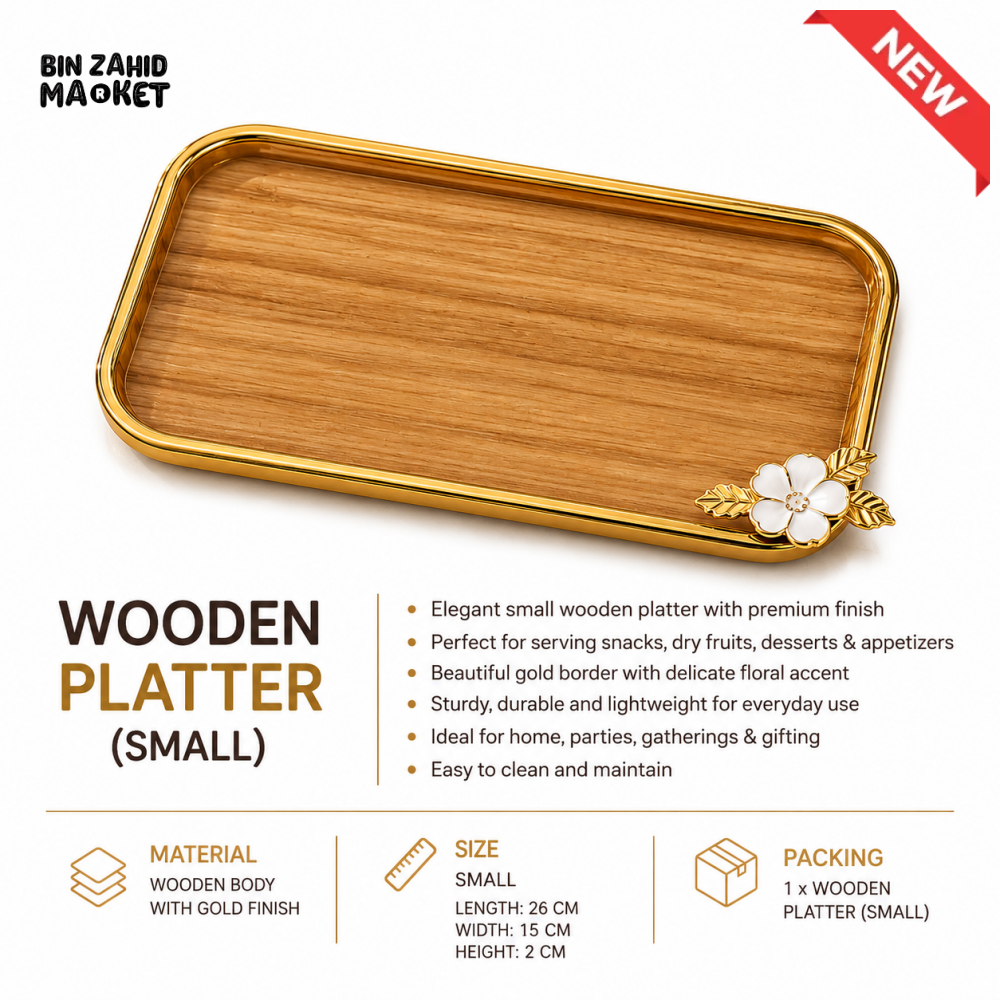 LUXEWOOD PREMIUM WOODEN SERVING PLATTER - SMALL