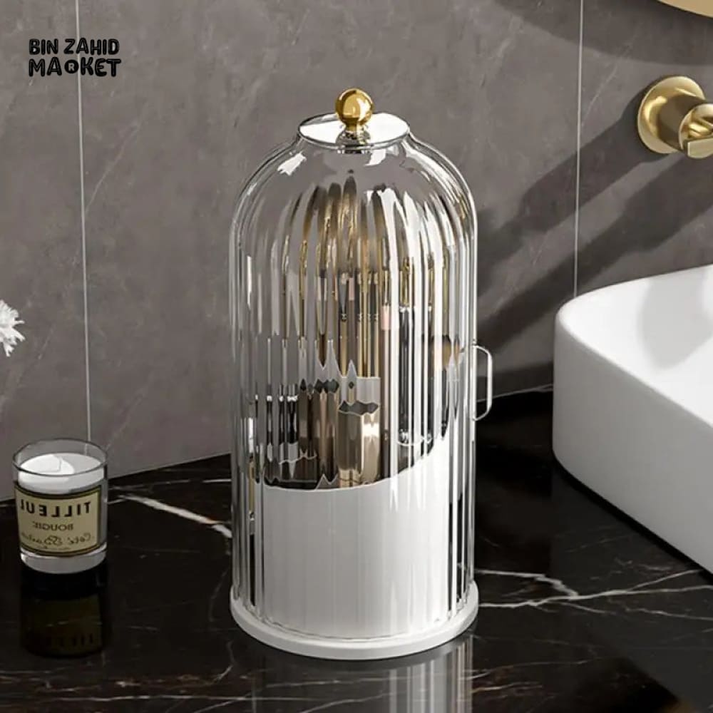 LUXOR ROTATING MAKEUP BRUSH HOLDER - CLEAR CAGE Clear