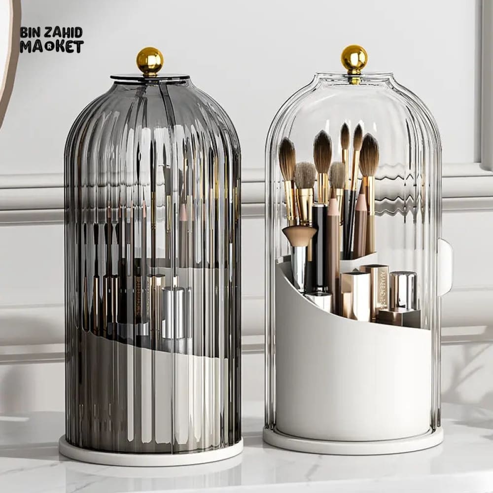 LUXOR ROTATING MAKEUP BRUSH HOLDER - CLEAR CAGE