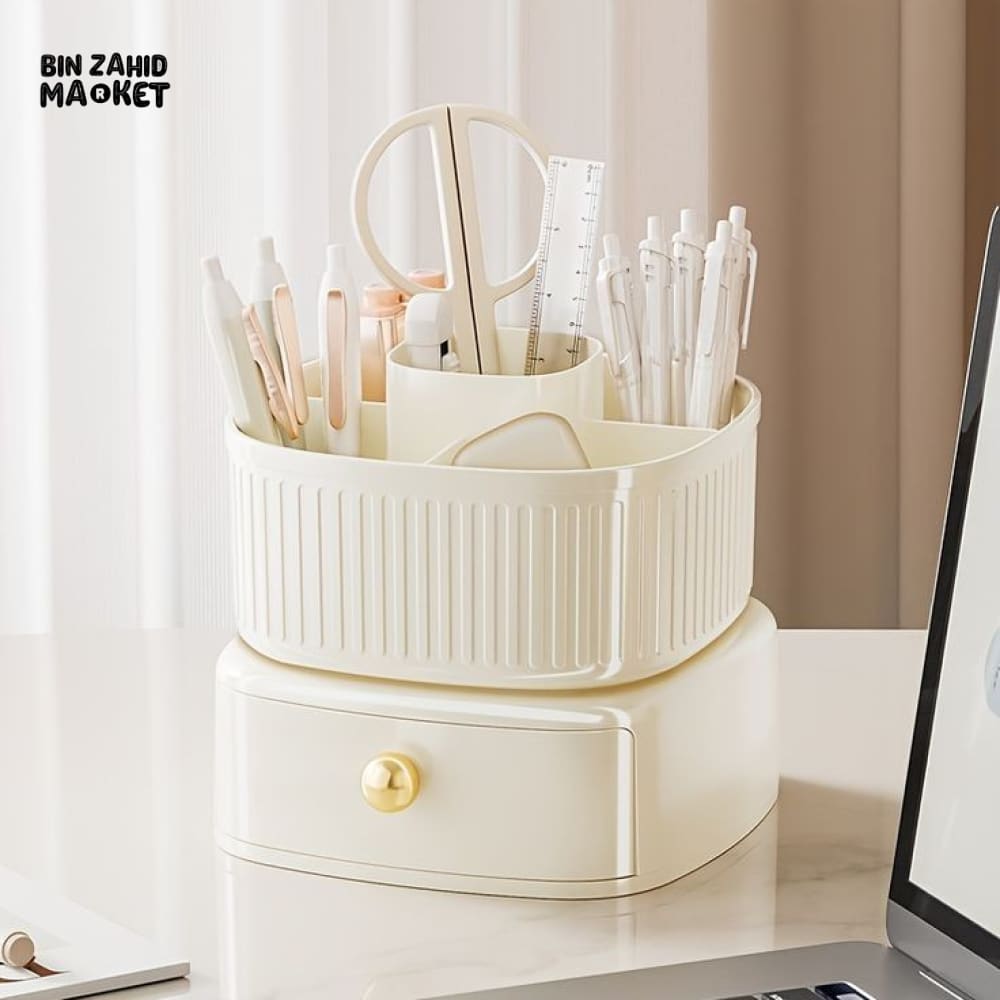 LUXOR ROTATING MAKEUP BRUSH ORGANIZER WITH DRAWER