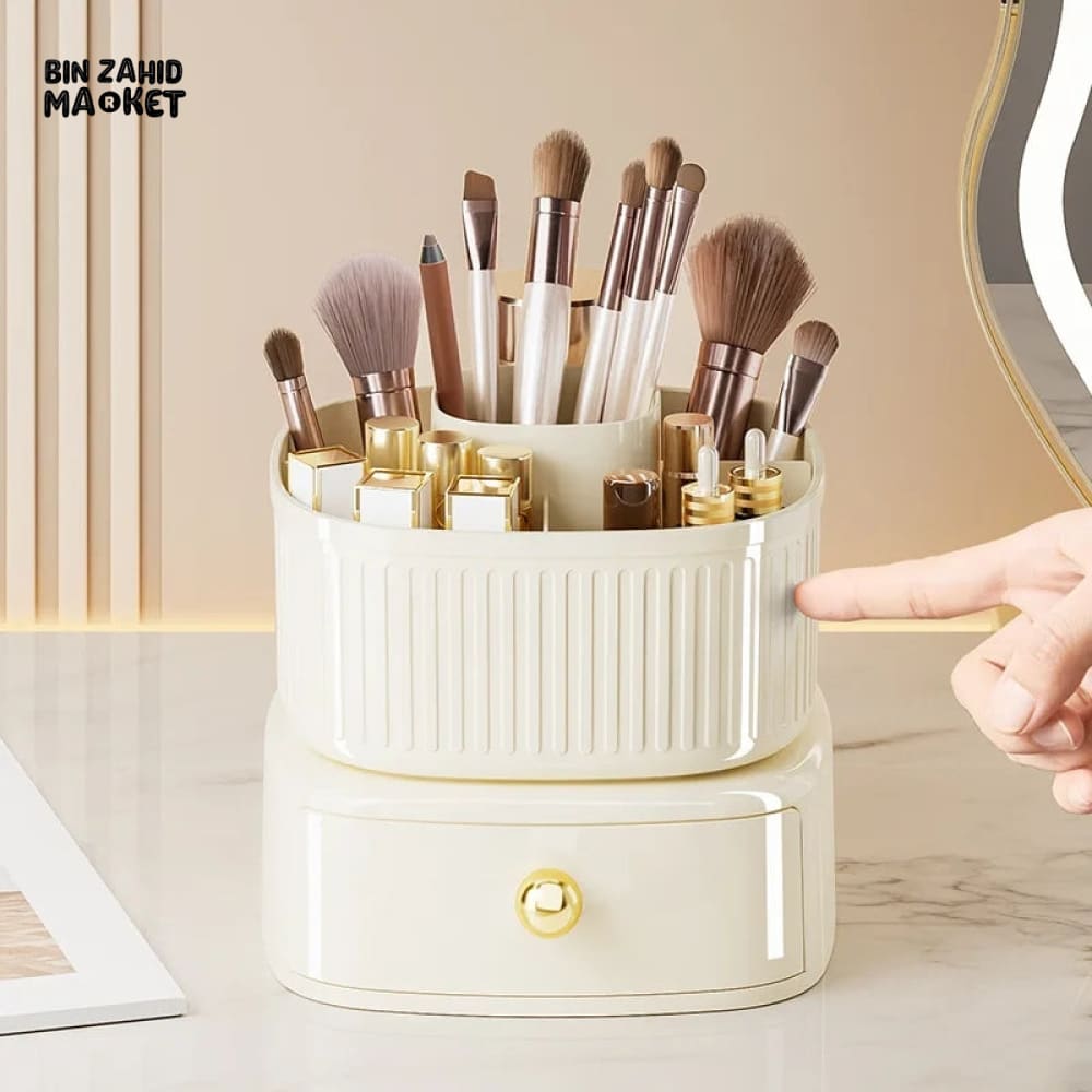 LUXOR ROTATING MAKEUP BRUSH ORGANIZER WITH DRAWER