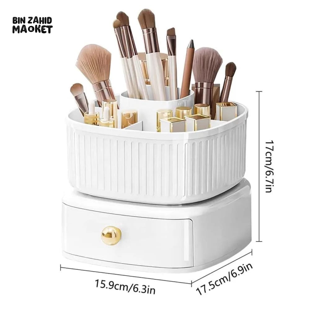 LUXOR ROTATING MAKEUP BRUSH ORGANIZER WITH DRAWER