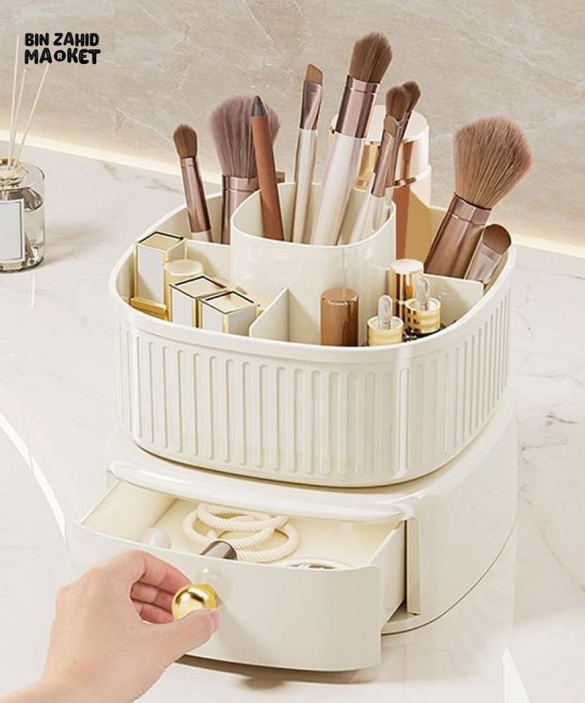 LUXOR ROTATING MAKEUP BRUSH ORGANIZER WITH DRAWER