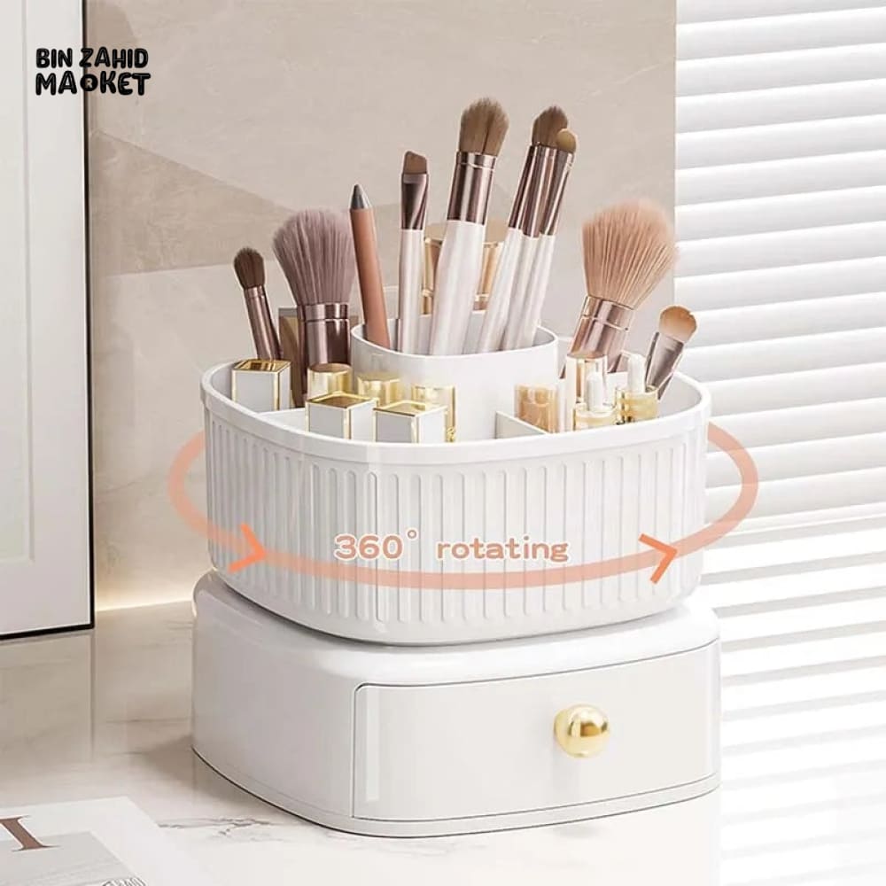 LUXOR ROTATING MAKEUP BRUSH ORGANIZER WITH DRAWER