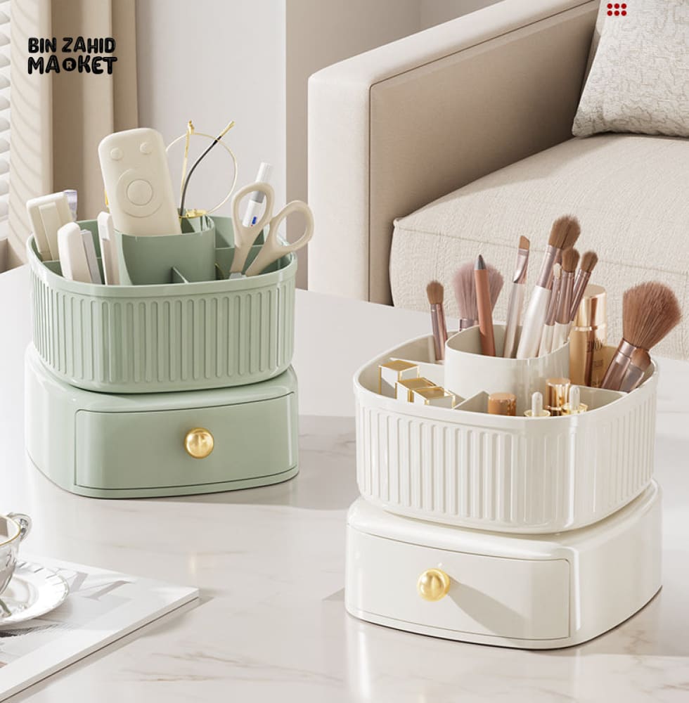 LUXOR ROTATING MAKEUP BRUSH ORGANIZER WITH DRAWER