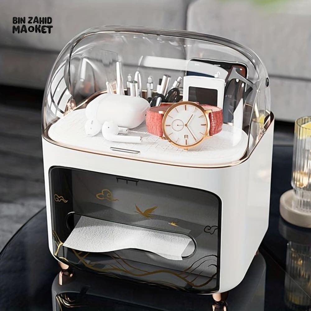 LUXOR TISSUE BOX WITH COSMETIC ORGANIZER