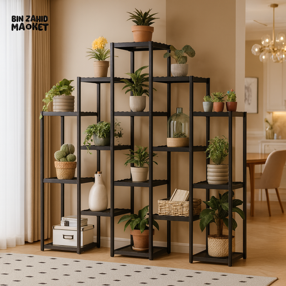 LUXORMOVE BLACK 16-TIER PLANT STAND SHELF – LUXURY INDOOR DISPLAY RACK FOR POTS & DECOR
