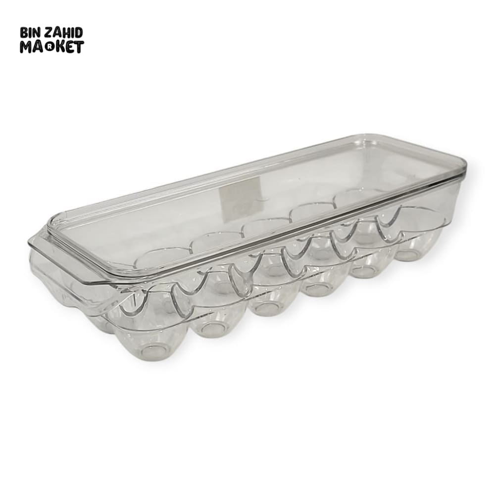 LUXORMOVE CLEAR COVERED EGG HOLDER FOR REFRIGERATOR – STACKABLE PLASTIC TRAY STORAGE BOX DISPENSER 12 GRID
