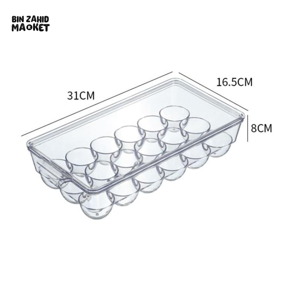 LUXORMOVE CLEAR COVERED EGG HOLDER FOR REFRIGERATOR – STACKABLE PLASTIC TRAY STORAGE BOX DISPENSER 18 GRID
