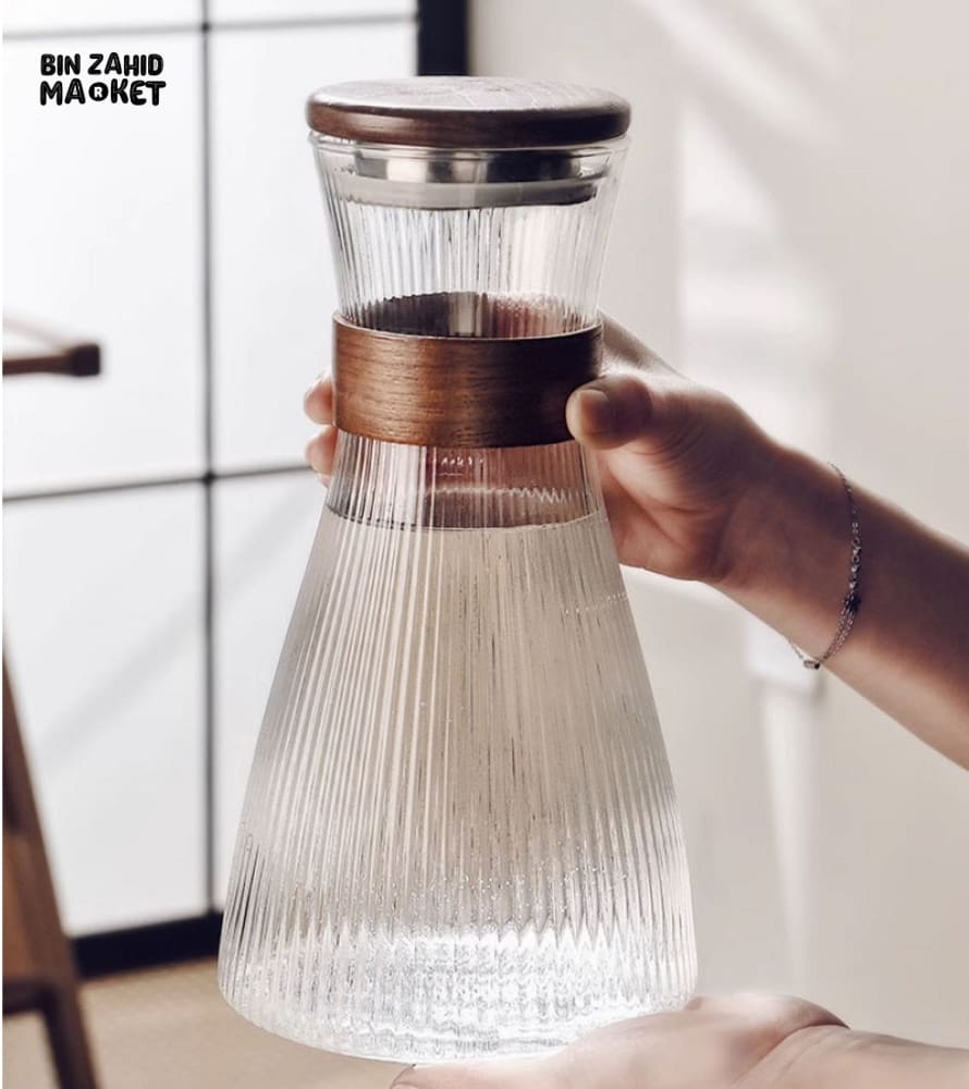 LUXORMOVE COLD GLASS WATER JUG HEAT RESISTANT WITH COVER LARGE CAPACITY