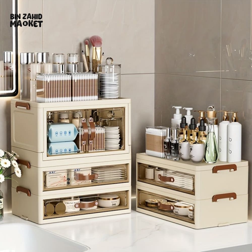 LUXORMOVE COSMETIC STORAGE BOX – STACKABLE COLLAPSIBLE DUST-PROOF WITH DOUBLE DOORS