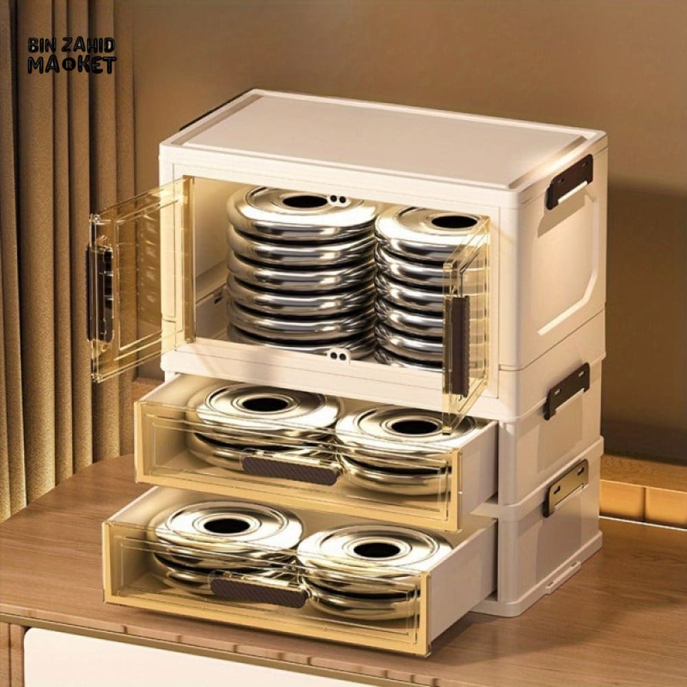 LUXORMOVE COSMETIC STORAGE BOX – STACKABLE COLLAPSIBLE DUST-PROOF WITH DOUBLE DOORS
