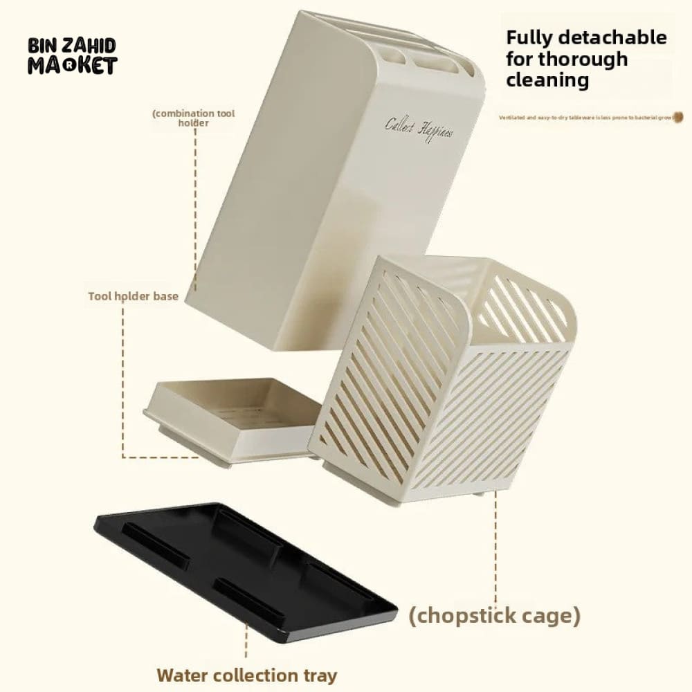 LUXORMOVE COUNTERTOP CUTLERY STAND – KNIFE HOLDER WITH CHOPSTICK DRYING BOX