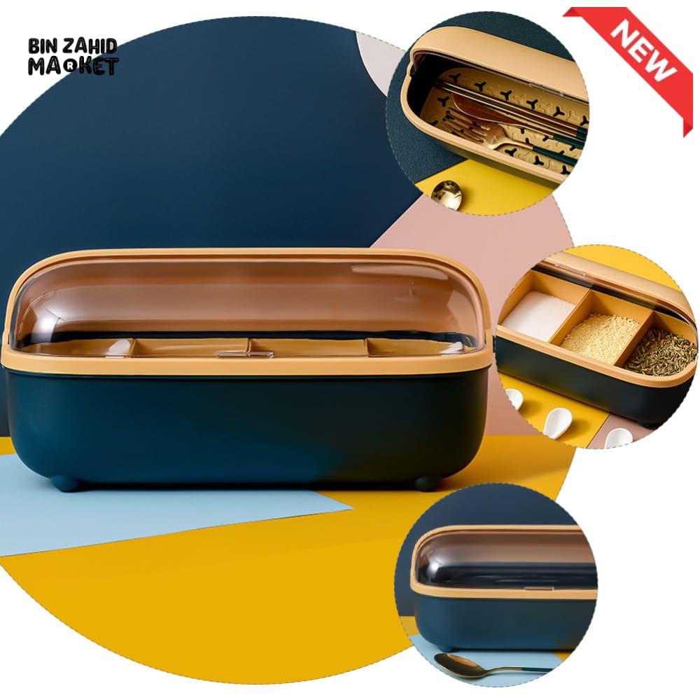 LUXORMOVE COUNTERTOP SPICE JAR SET – PLASTIC BOX WITH VISIBLE DUST-PROOF TOP