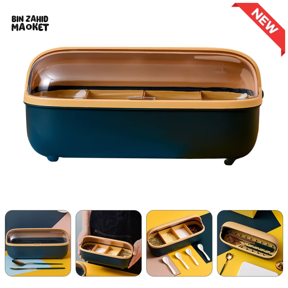 LUXORMOVE COUNTERTOP SPICE JAR SET – PLASTIC BOX WITH VISIBLE DUST-PROOF TOP