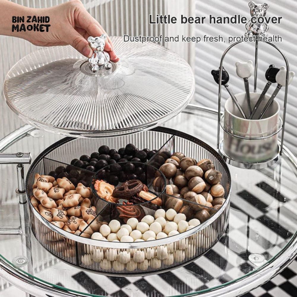 LUXORMOVE DIVIDED SNACK SERVING TRAY – 11-INCH SNACK BOX WITH LID FOR CANDY NUTS & DRIED FRUITS