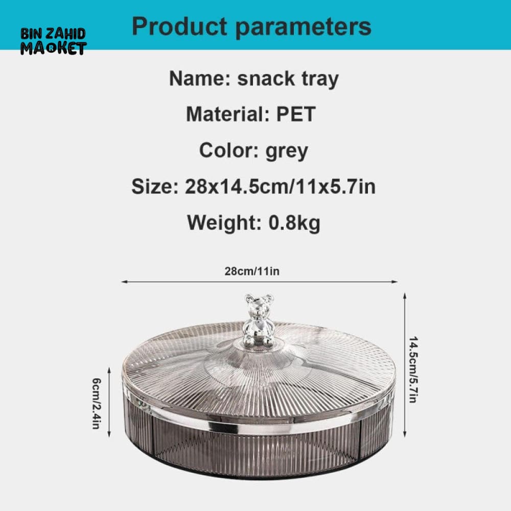 LUXORMOVE DIVIDED SNACK SERVING TRAY – 11-INCH SNACK BOX WITH LID FOR CANDY NUTS & DRIED FRUITS