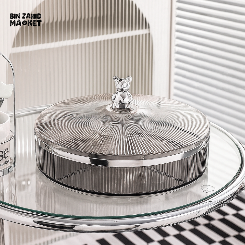 LUXORMOVE DIVIDED SNACK SERVING TRAY – 11-INCH SNACK BOX WITH LID FOR CANDY NUTS & DRIED FRUITS