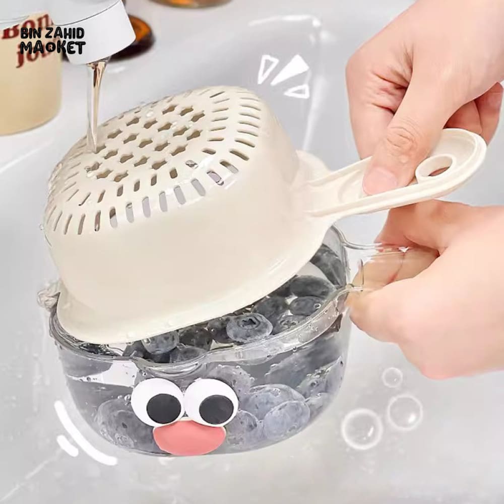 LUXORMOVE DOUBLE LAYER VEGETABLE & FRUIT BASKET – 2 IN 1 THICKENED DRAIN FILTER WITH CUTE HANDLE FOR HOME USE