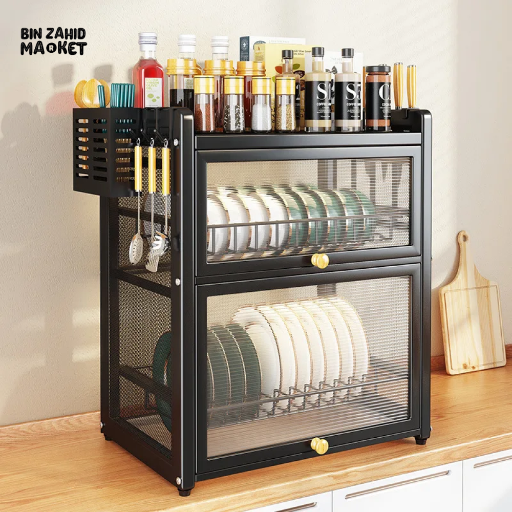 LUXORMOVE DUSTPROOF 2-LAYER MULTIFUNCTIONAL KITCHEN STORAGE RACK