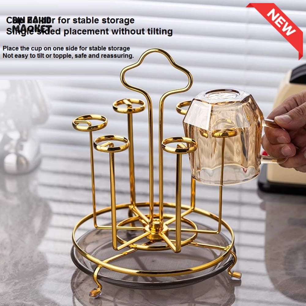 LUXORMOVE GLASS DISH DRAINER – LUXURY HANGING CUP STORAGE RACK & KITCHEN ORGANIZER