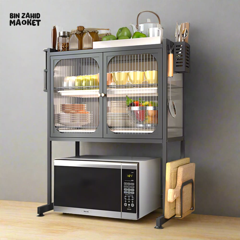 LUXORMOVE KITCHEN RACK MULTIFUNCTIONAL DISH DRAIN SHELF OVEN STORAGE ORGANIZER - BLACK