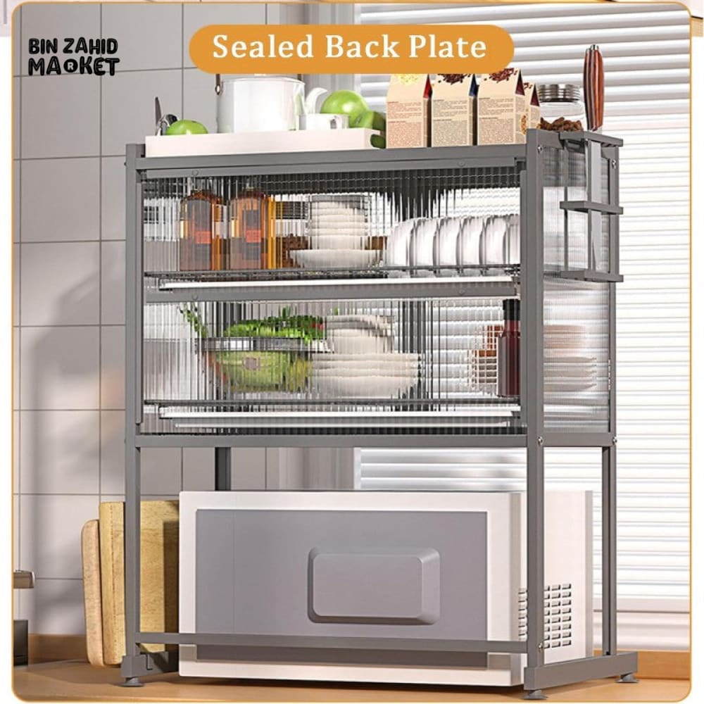 LUXORMOVE KITCHEN RACK MULTIFUNCTIONAL DISH DRAIN SHELF OVEN STORAGE ORGANIZER - BLACK