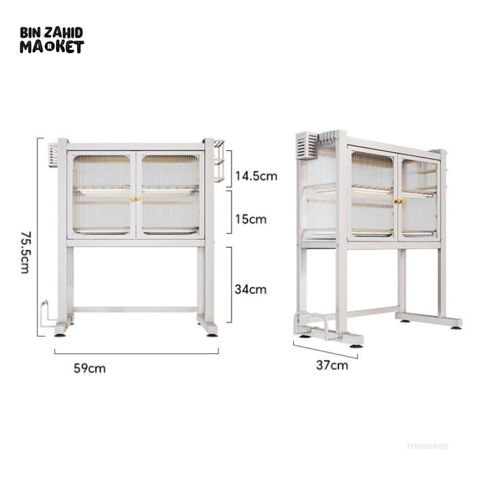 LUXORMOVE KITCHEN RACK MULTIFUNCTIONAL DISH DRAIN SHELF OVEN STORAGE ORGANIZER - WHITE