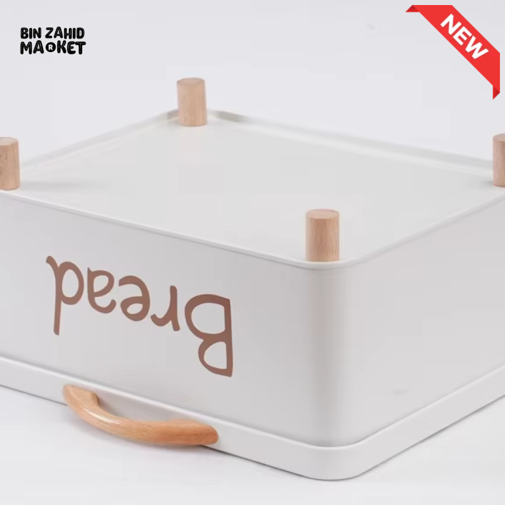 LUXORMOVE LARGE BREAD BIN WITH WOOD HANDLE – PLUS SMALL STOCK CONTAINER