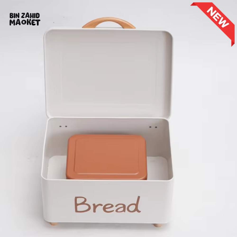 LUXORMOVE LARGE BREAD BIN WITH WOOD HANDLE – PLUS SMALL STOCK CONTAINER