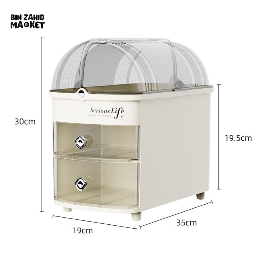 LUXORMOVE LARGE CAPACITY COSMETIC & JEWELRY STORAGE DRAWER WITH LID MAKEUP ORGANIZER & LIPSTICK BOX