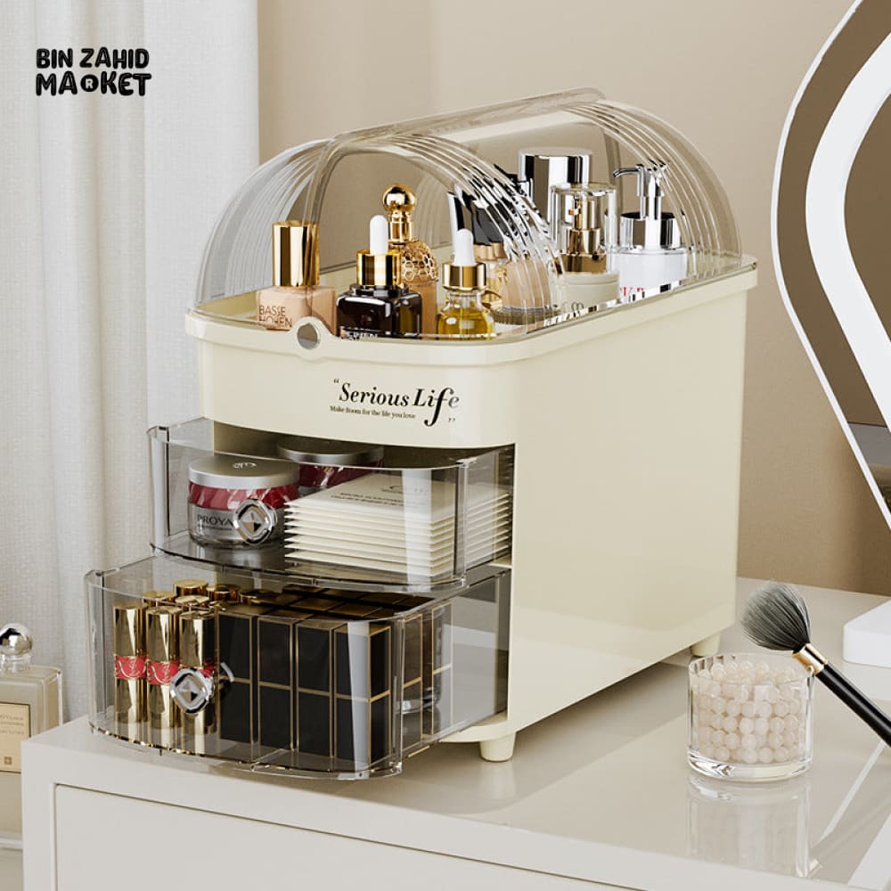 LUXORMOVE LARGE CAPACITY COSMETIC & JEWELRY STORAGE DRAWER WITH LID MAKEUP ORGANIZER & LIPSTICK BOX