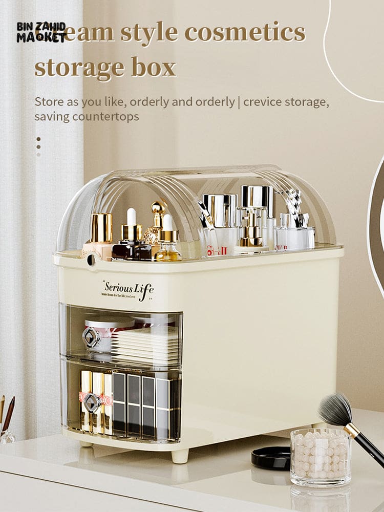 LUXORMOVE LARGE CAPACITY COSMETIC & JEWELRY STORAGE DRAWER WITH LID MAKEUP ORGANIZER & LIPSTICK BOX
