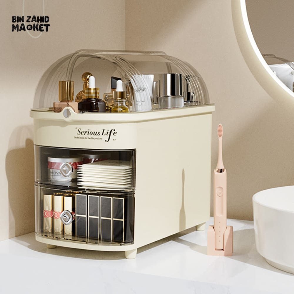 LUXORMOVE LARGE CAPACITY COSMETIC & JEWELRY STORAGE DRAWER WITH LID MAKEUP ORGANIZER & LIPSTICK BOX