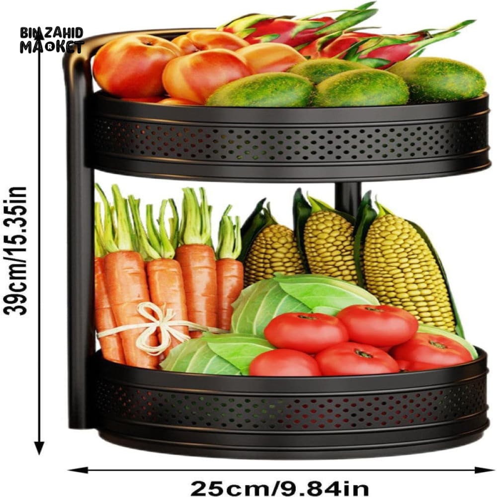 LUXORMOVE METAL DOUBLE LAYERS STORAGE ROTATING TRAY - BLACK