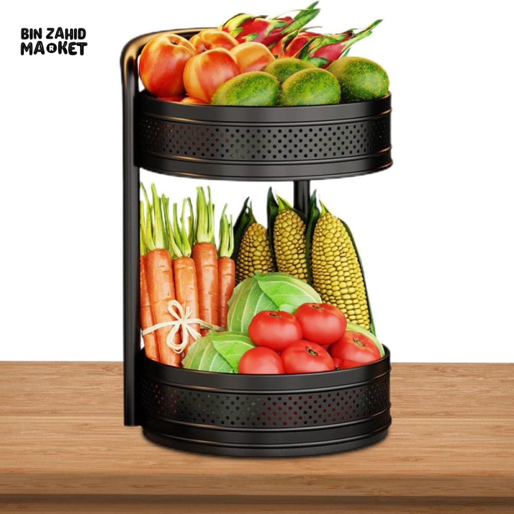 LUXORMOVE METAL DOUBLE LAYERS STORAGE ROTATING TRAY - BLACK