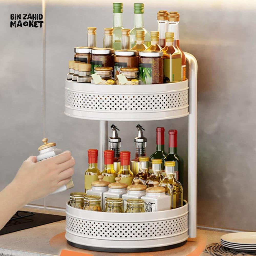 LUXORMOVE METAL DOUBLE LAYERS STORAGE ROTATING TRAY - WHITE