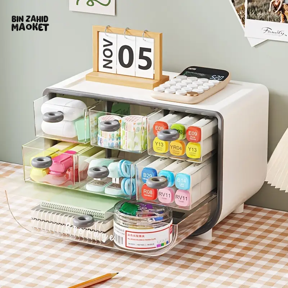 LUXORMOVE MULTIFUNCTIONAL DESK ORGANIZER WITH 9 GRIDS & PEN HOLDER